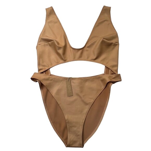 SKIMS Wet Jersey Cutout Bodysuit Ochre Womens Large - Picture 2 of 12